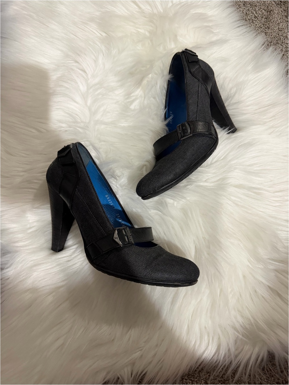 G-Star Denim & Leather Buckle Strap Heel Pumps